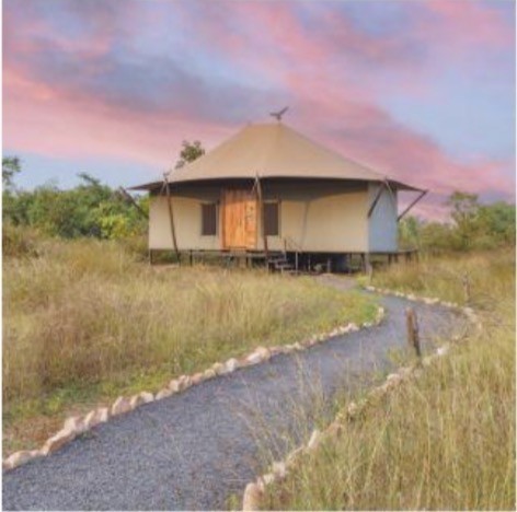 A tented wilderness stay beneath an evening sky
